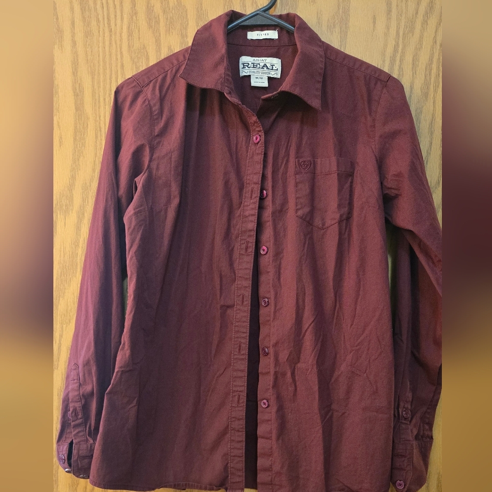 Ariat Burgundy Button up Long Sleeve Shirt